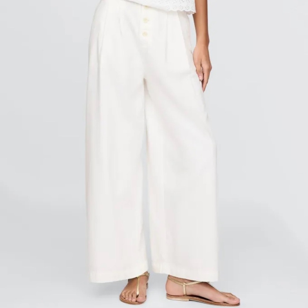 Gap × DÔEN High Rise Pleated Trousers in New Off White | 14 | NWT